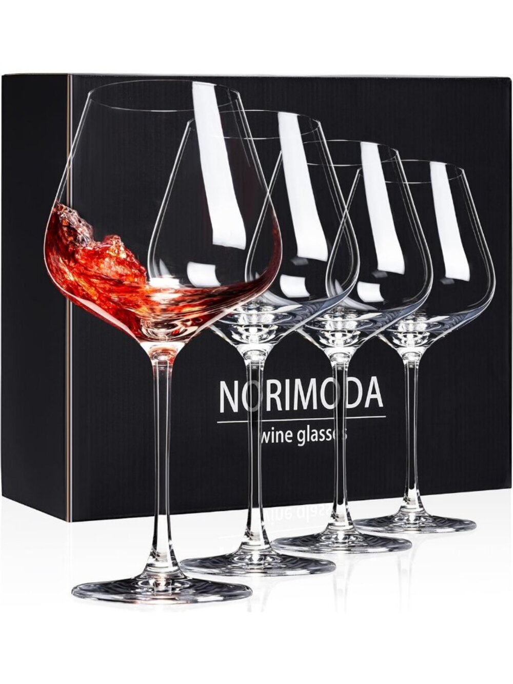 Set of 4 Large 22oz Red Wine Glasses, Lead-Free Stemware for Home Bar & Gifts